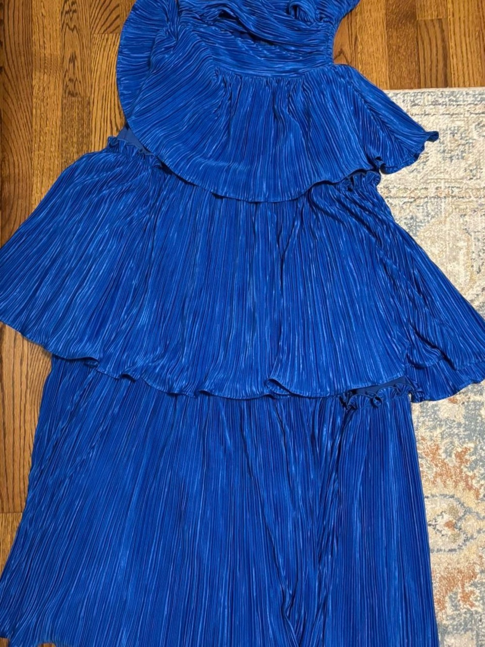 Lulu's Electric Blue Pleated Tiered Maxi dress